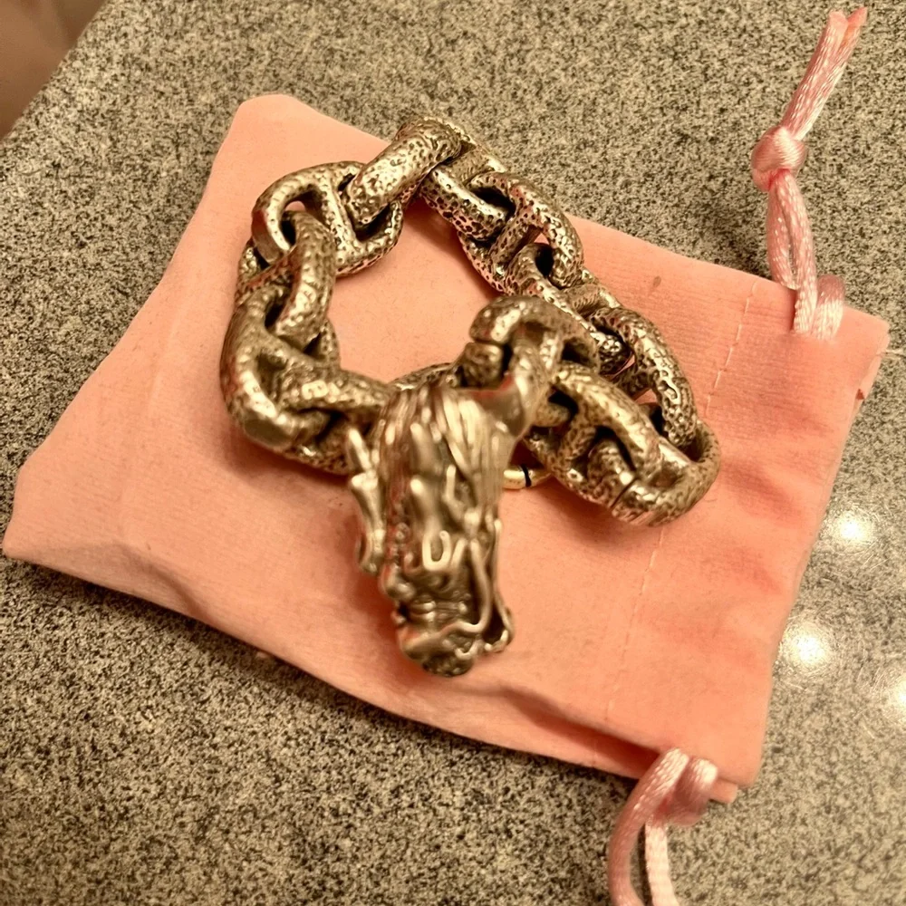 Silver Dragon Head Men's Chain Bracelet - stainless steel